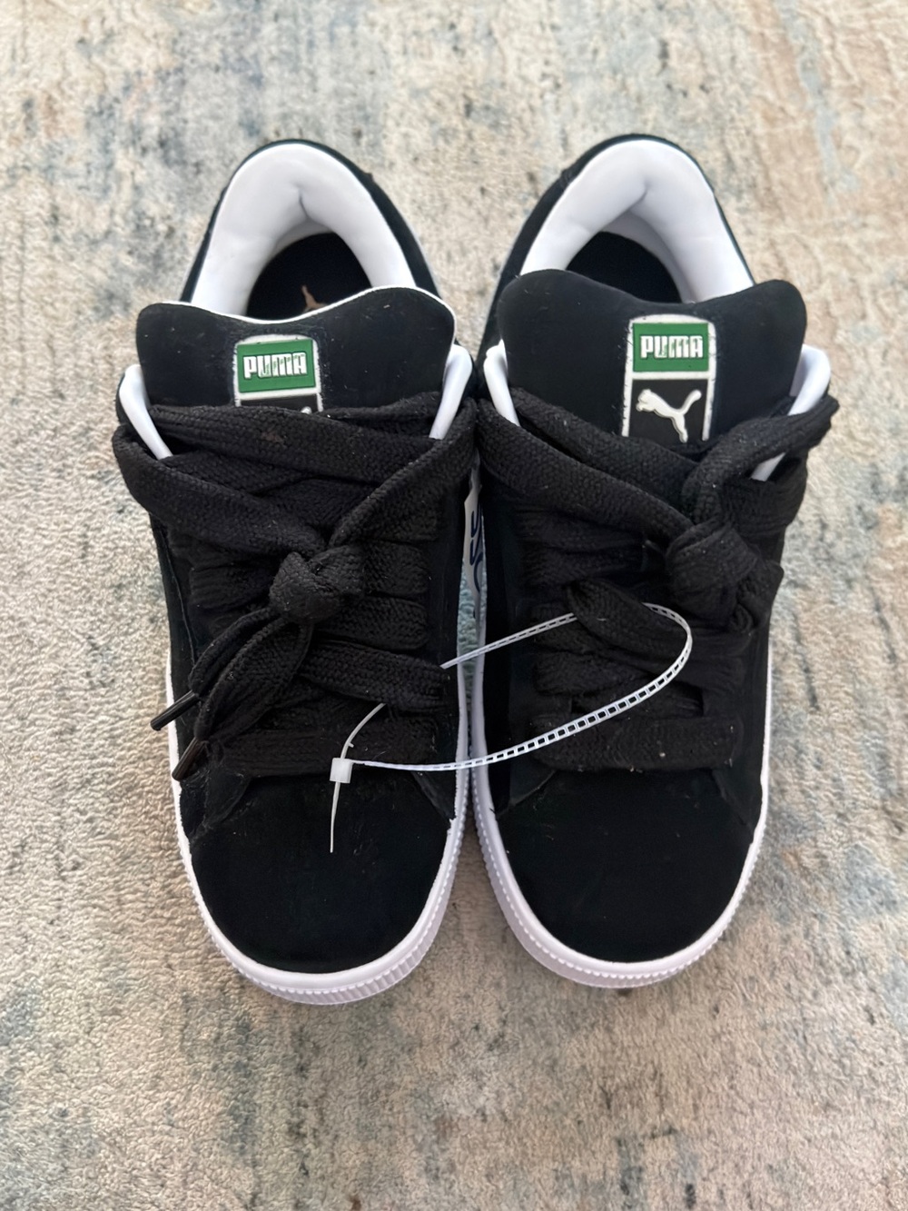 Puma Men’s Black and White Suede Low-Top Sneakers